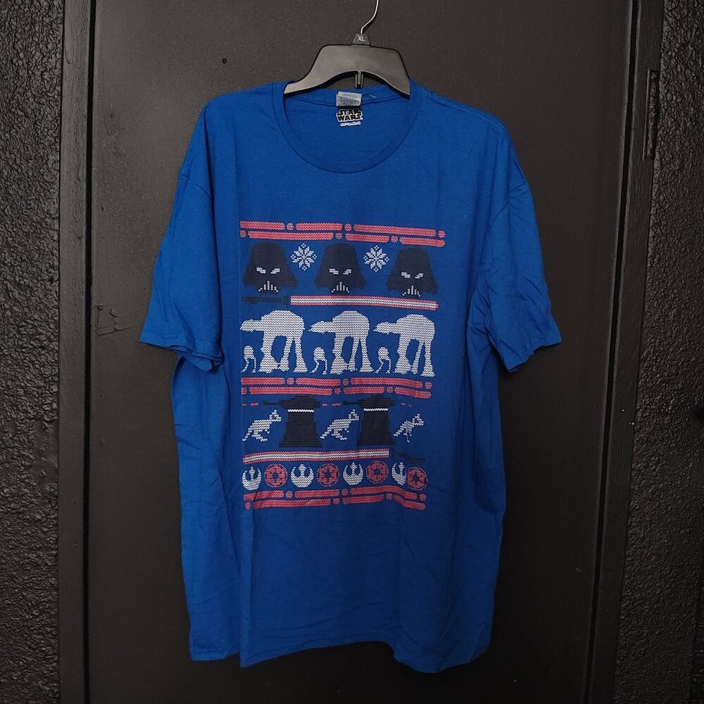Star Wars Ugly Christmas Sweater T-Shirt - Blue AT-AT Holiday Design
